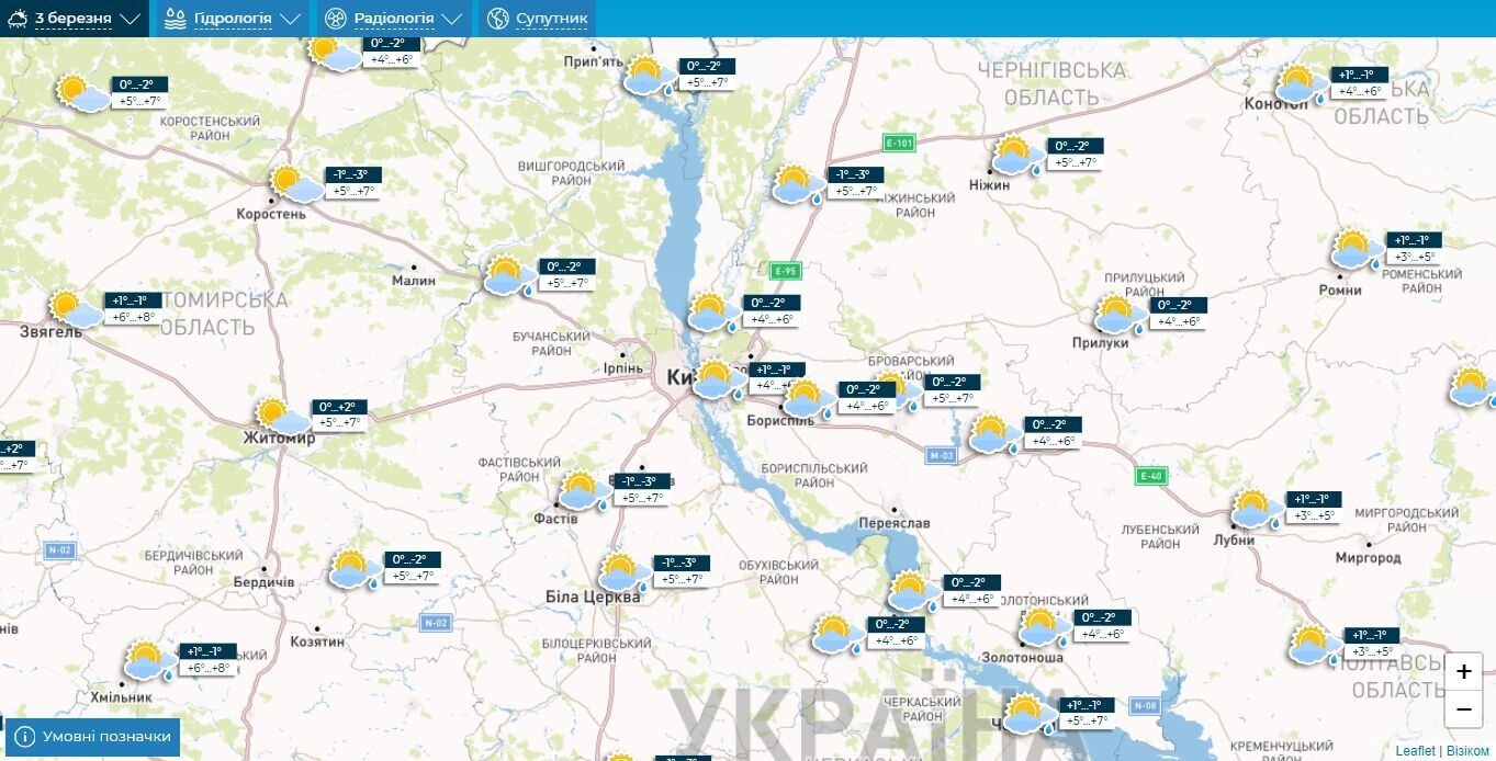 Без существенных осадков и до +10°С: прогноз погоды по Киевщине на 3 марта