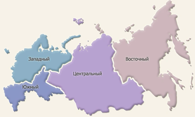 Карта военных округов Российской Федерации