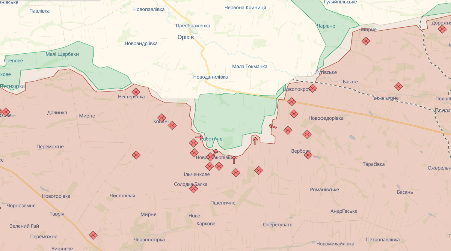 Оккупанты на Новопавловском направлении пытались прорвать оборону ВСУ: в Генштабе рассказали, где идут бои. Карта