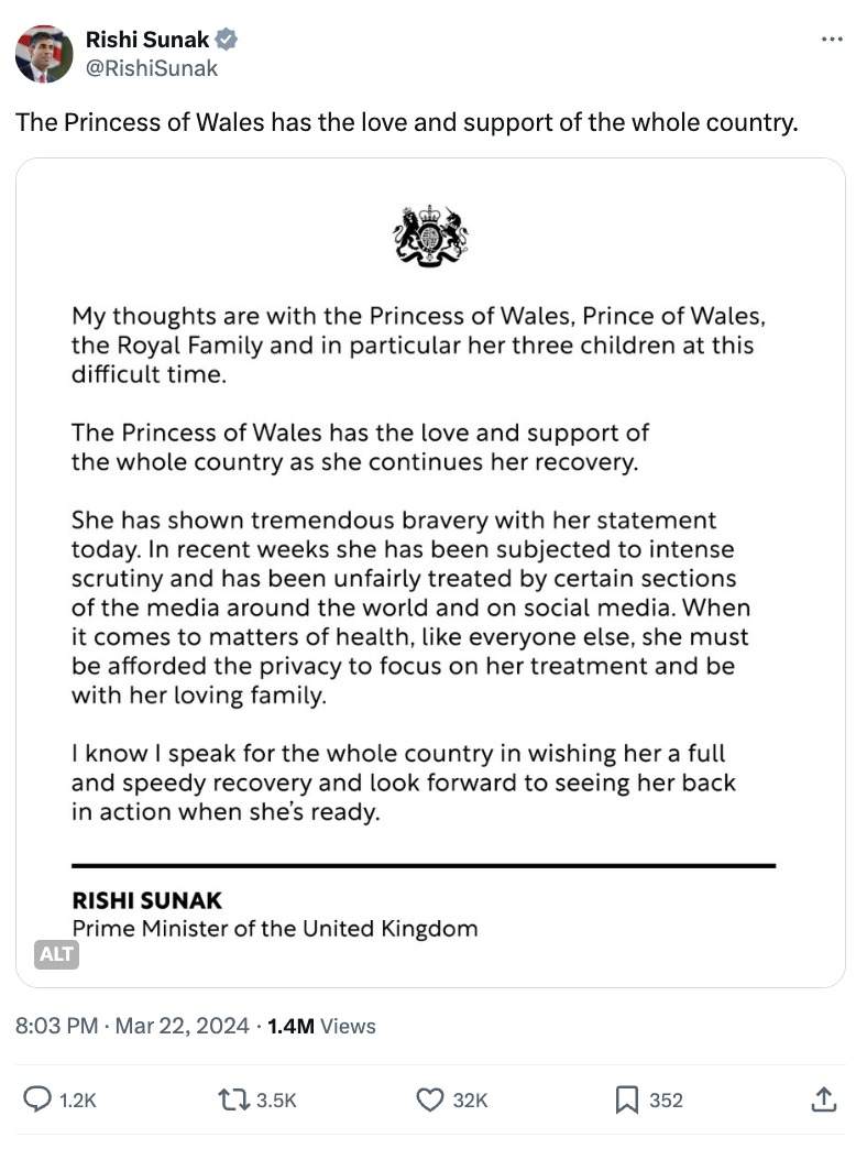 Рак у Кейт Миддлтон: король Чарльз III, принц Гарри и Меган Маркл, Белый дом и премьер Великобритании отреагировали на диагноз принцессы