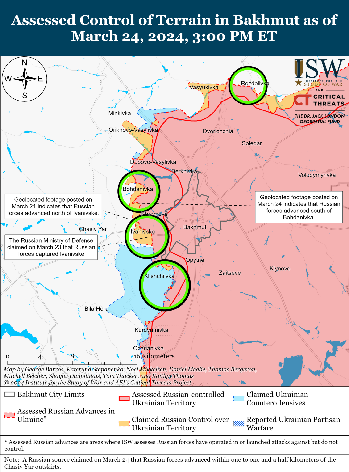 Оккупанты приближаются к окрестностям Часова Яра: в ISW оценили, сможет ли враг захватить населенный пункт. Карта
