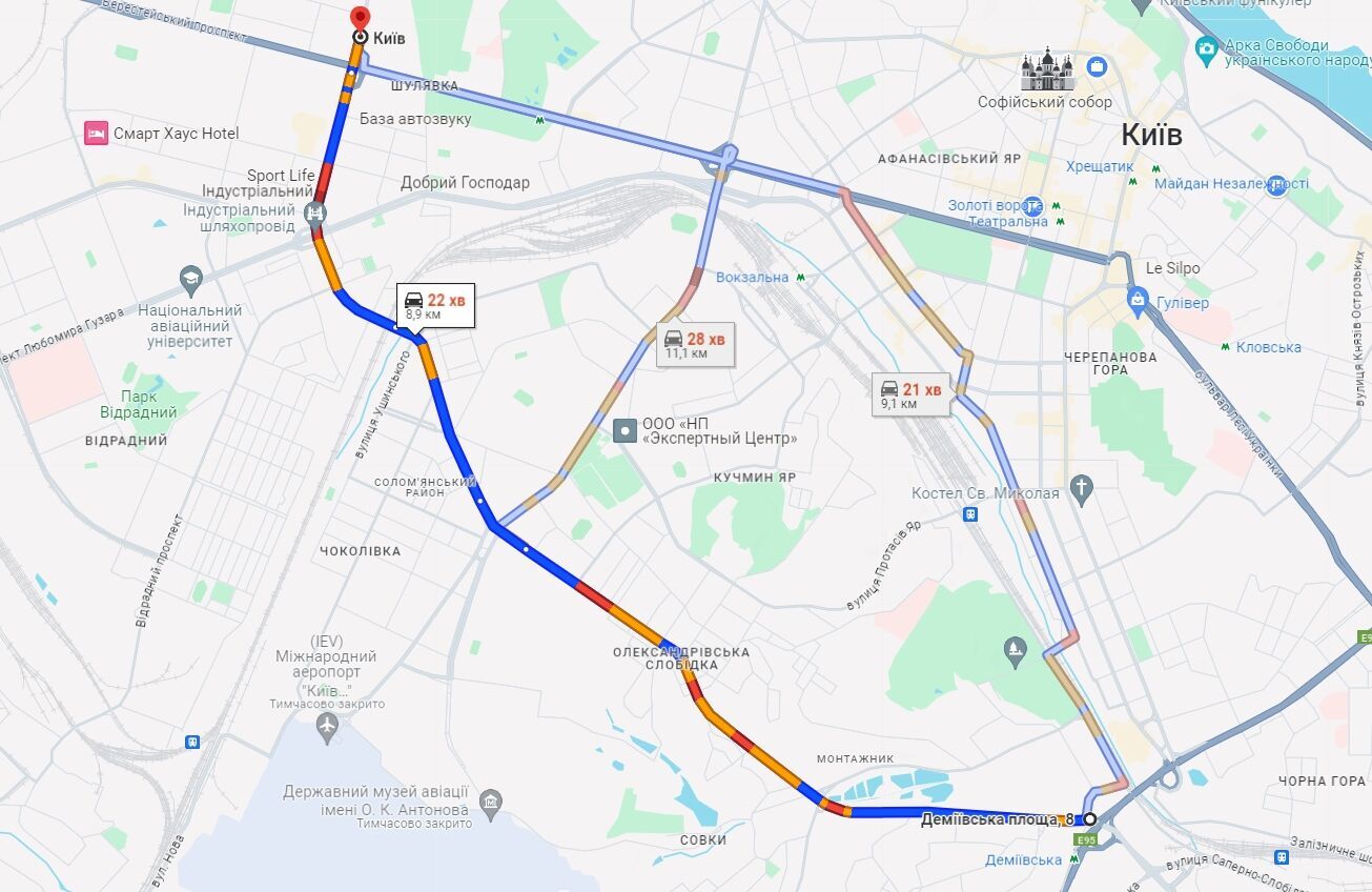 Ранкові затори в Києві 27 березня: де "тягнеться" рух авто. Карта