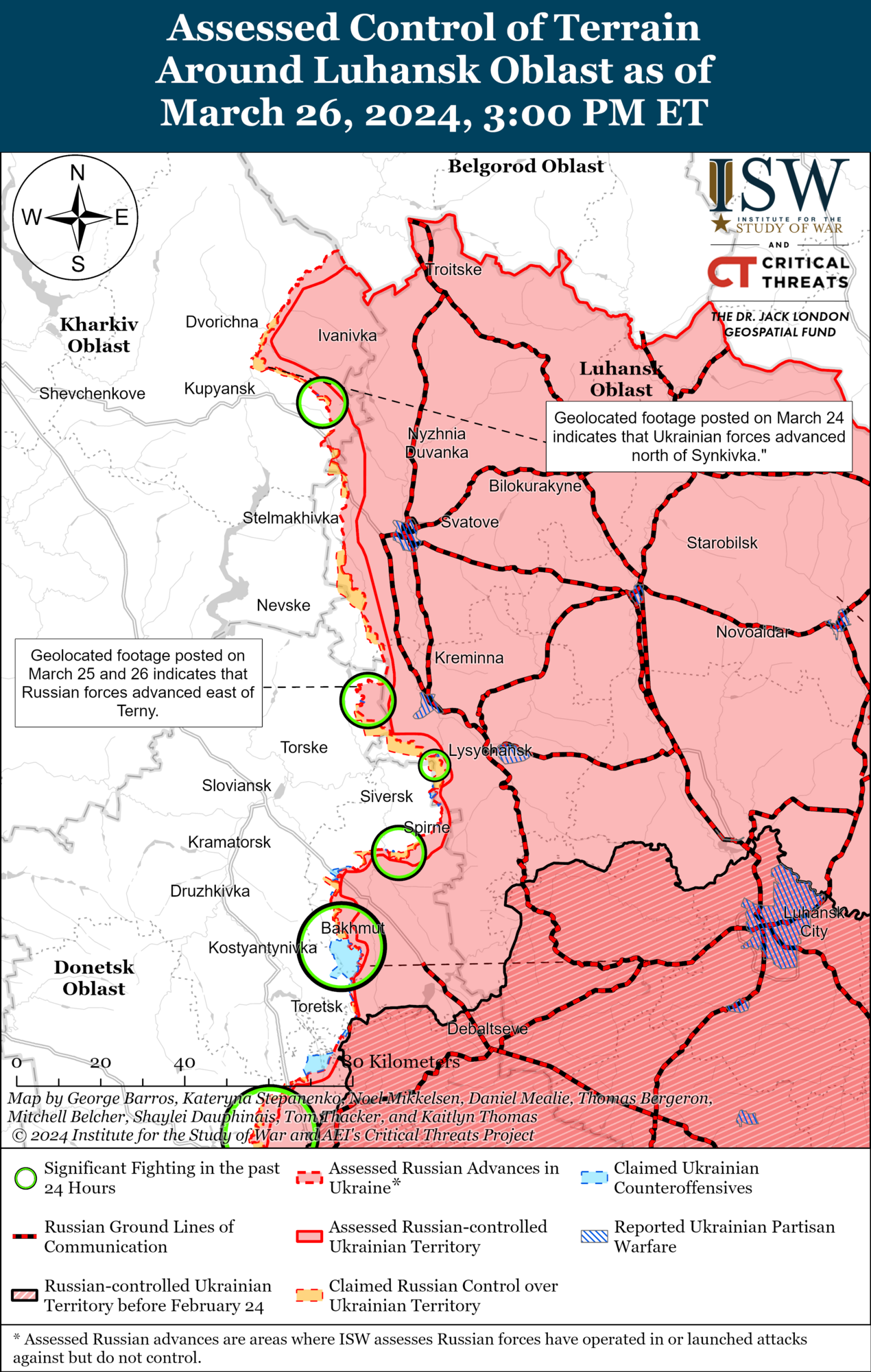Окупанти ведуть наступ у районі Бахмута і Кремінної, ЗСУ утримують плацдарм на лівобережжі Херсонщини: аналіз ISW