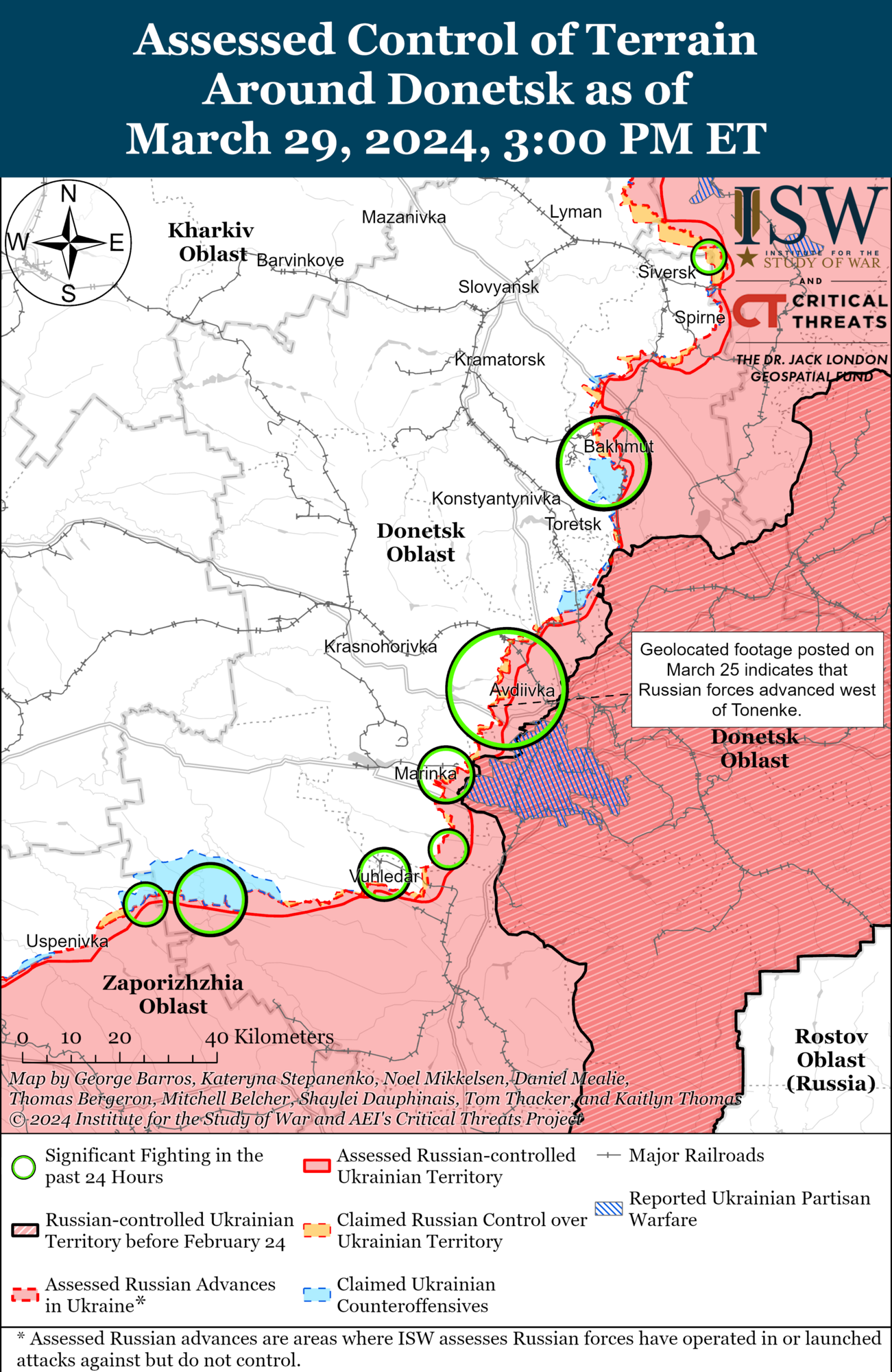 Войска РФ незначительно продвинулись к западу от Бахмута: в ISW назвали направления фронта, где идут ожесточенные бои. Карта