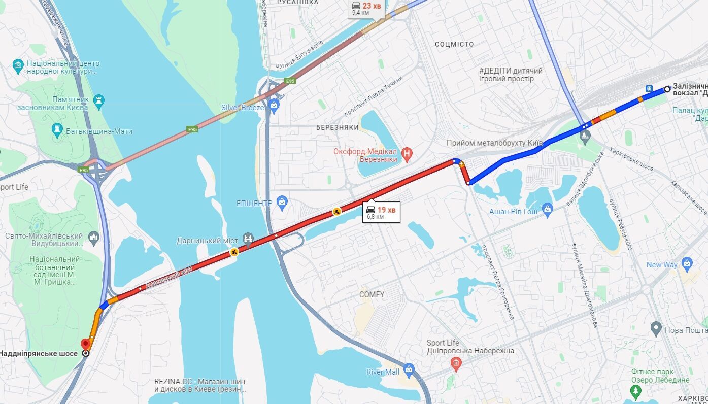 В Киеве утром возникло несколько больших пробок: где не проехать. Карта