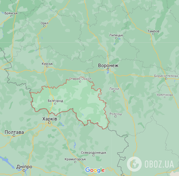 Білгородська область Росії на карті