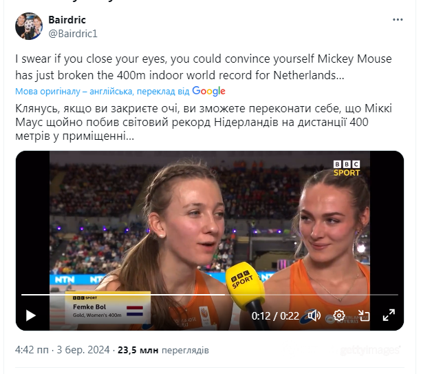 Видео с необычной легкоатлеткой-"Микки Маусом", побившей мировой рекорд, собрало 23 млн просмотров за 2 дня