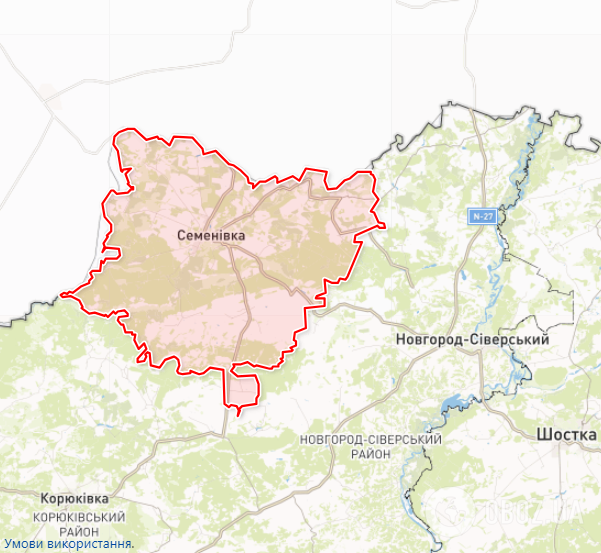 Семенівська міська громада на карті