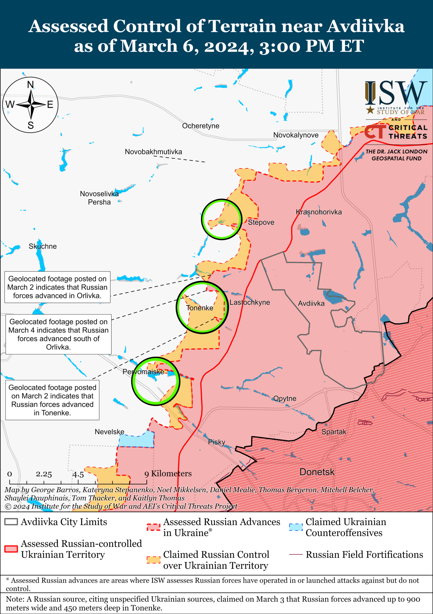 Оккупанты продвинулись в районе Бахмута, возле Авдеевки продолжаются позиционные бои: в ISW оценили ситуацию на фронте. Карта
