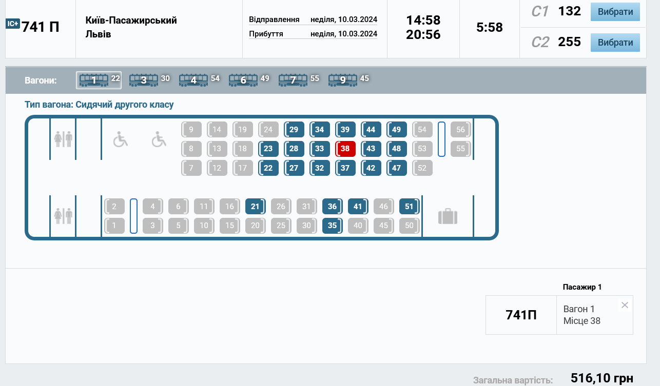 Скільки коштують квитки на поїзд із Києва до Львова.