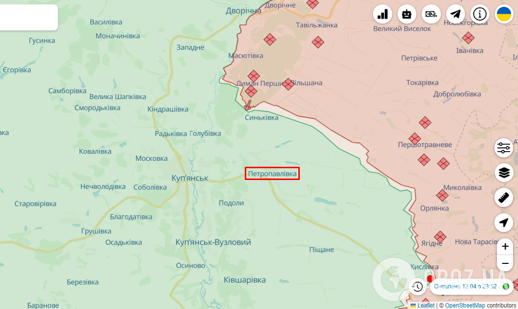 Село Петропавловка (Купянский район) на карте