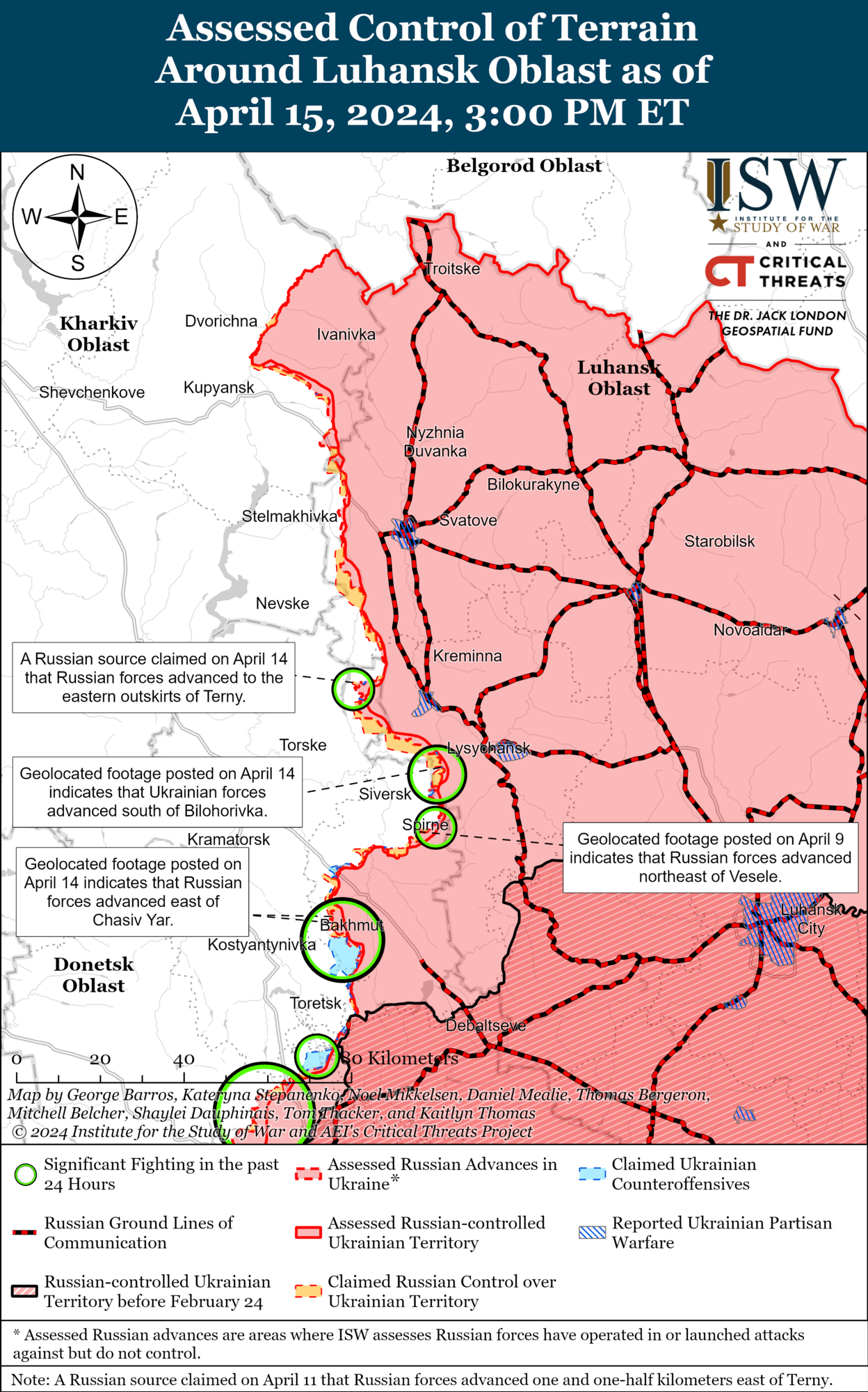 Карта боїв у Херсонській та Луганській областях