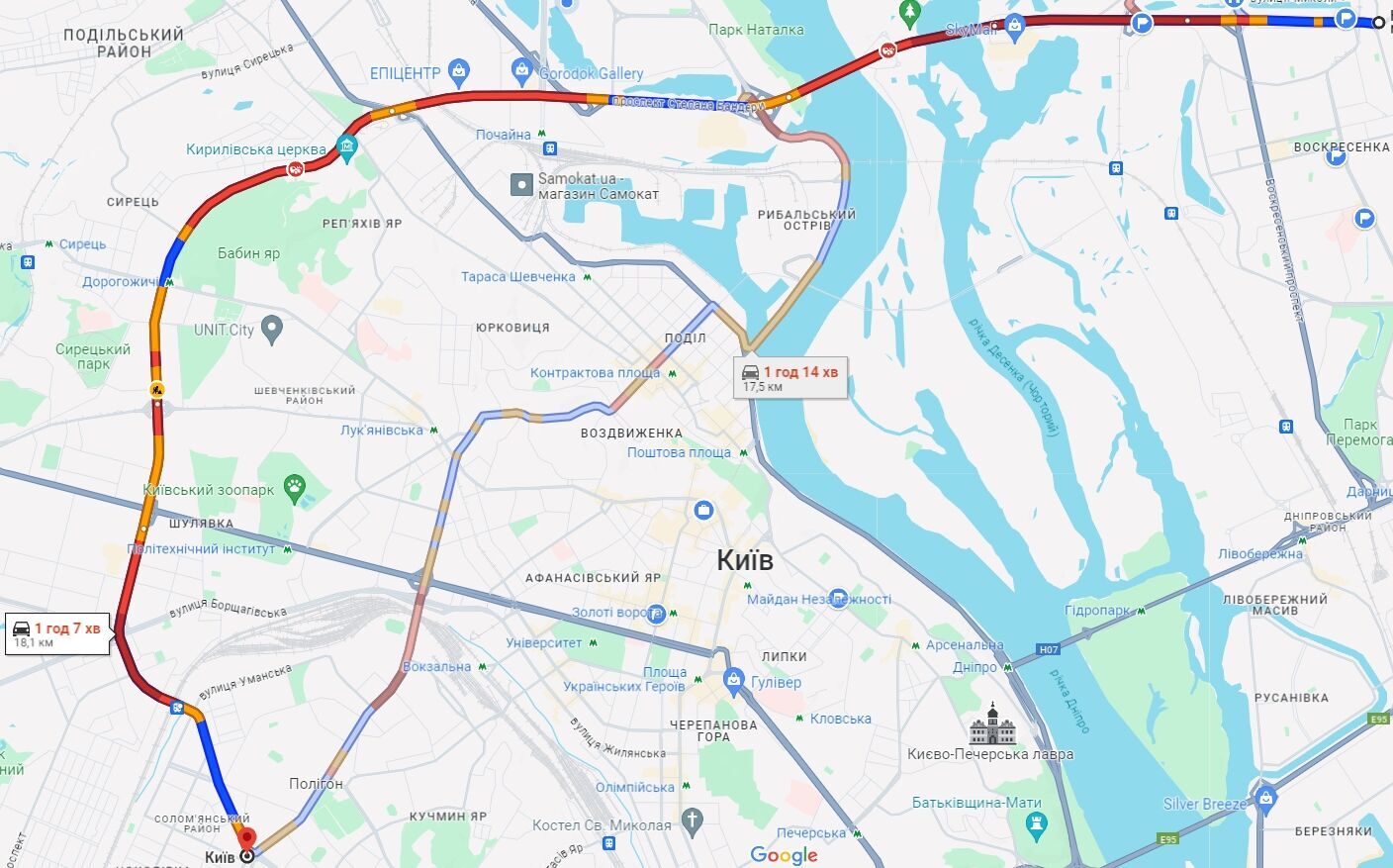 Київ скували ранкові затори: де ускладнено рух авто. Карта