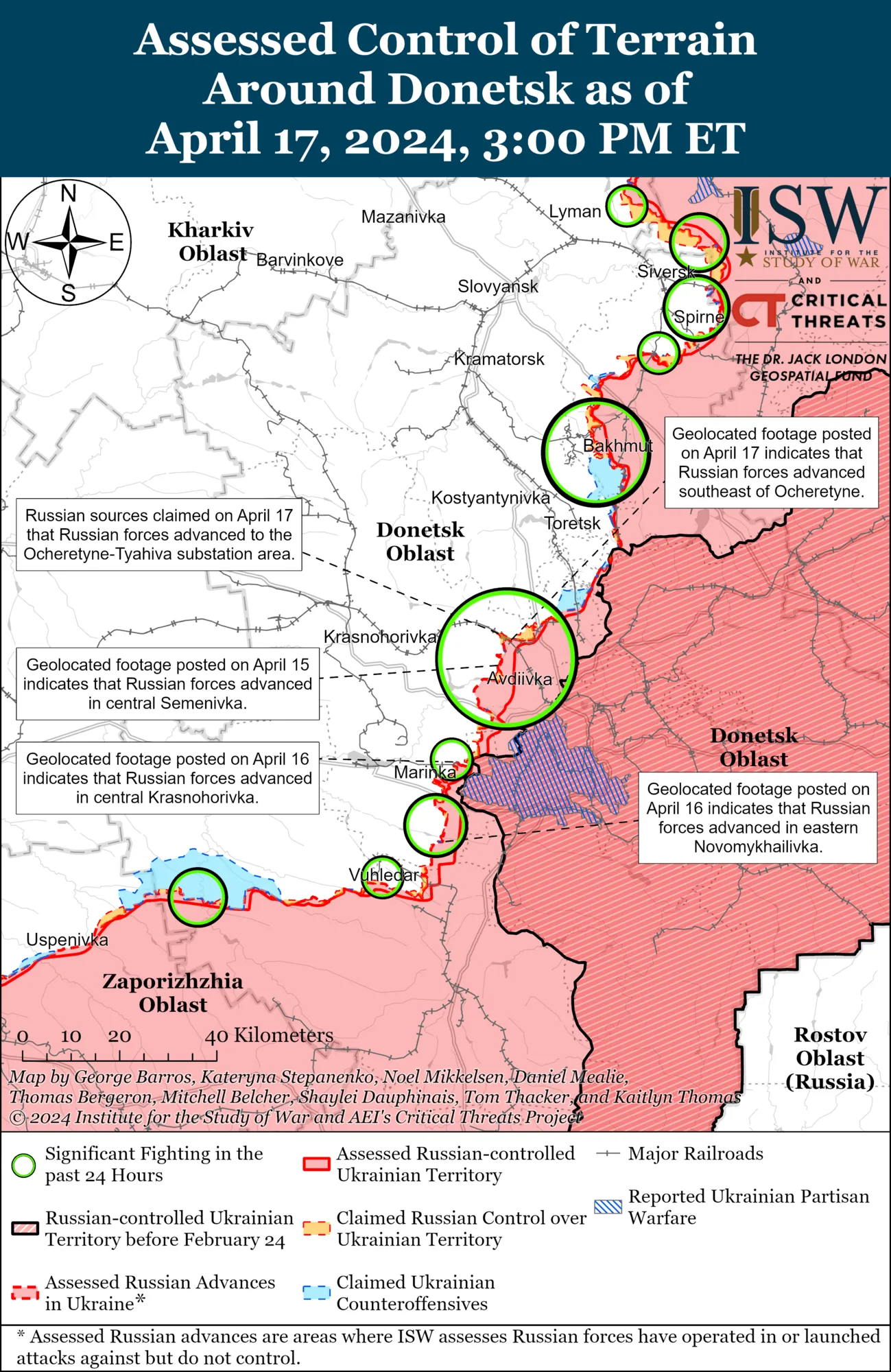 Войска РФ проводят наступательные операции в районе Авдеевки, на левобережье Херсона идут позиционные бои: анализ ISW