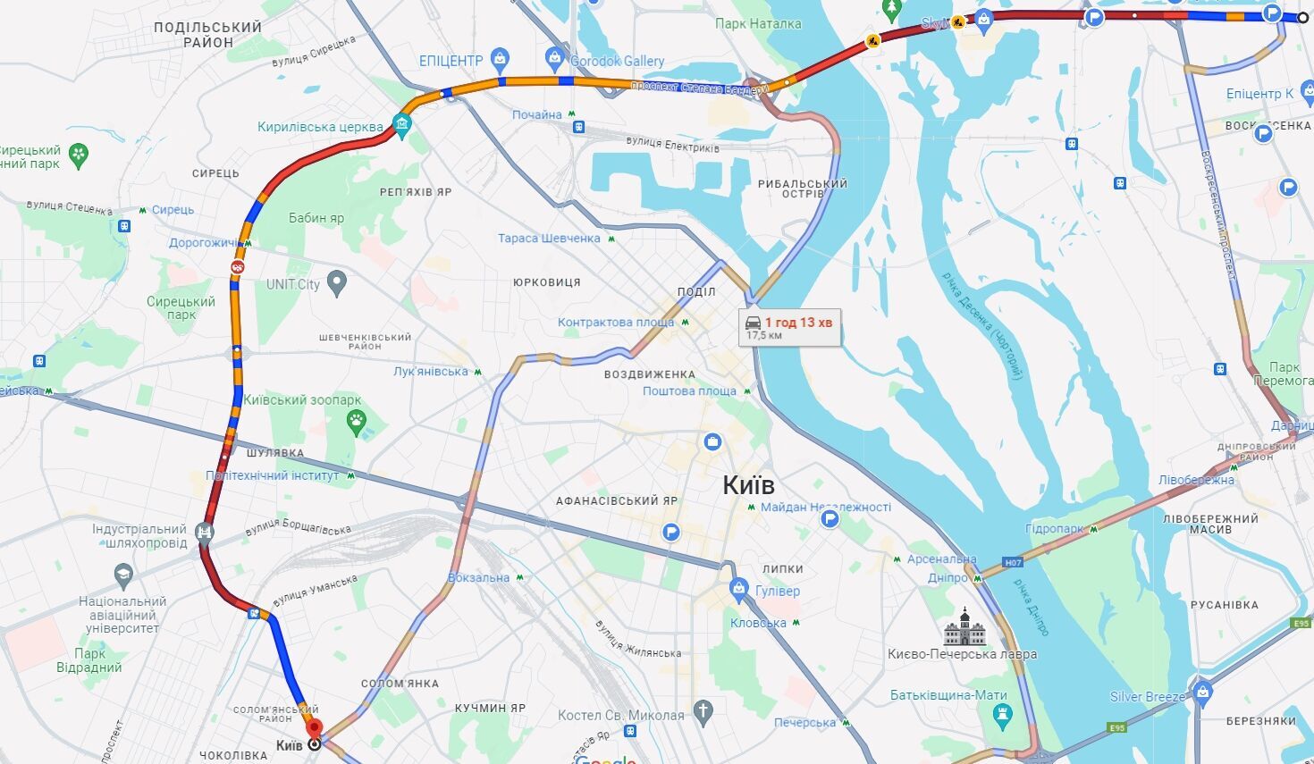 Киев в пятницу сковали утренние пробки: где не проехать. Карта