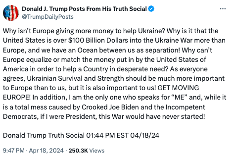 "Їх виживання важливе": Трамп прокоментував допомогу Україні і "наїхав" на Європу

