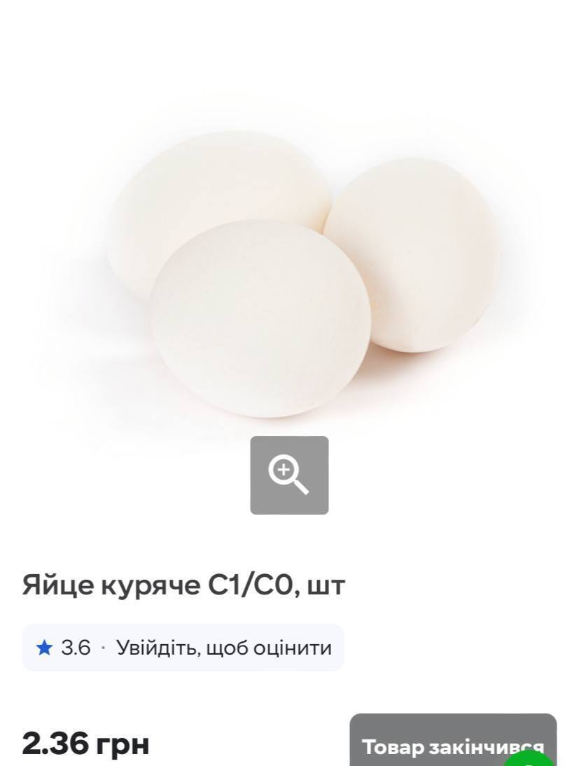 Цена яиц в сети Сильпо