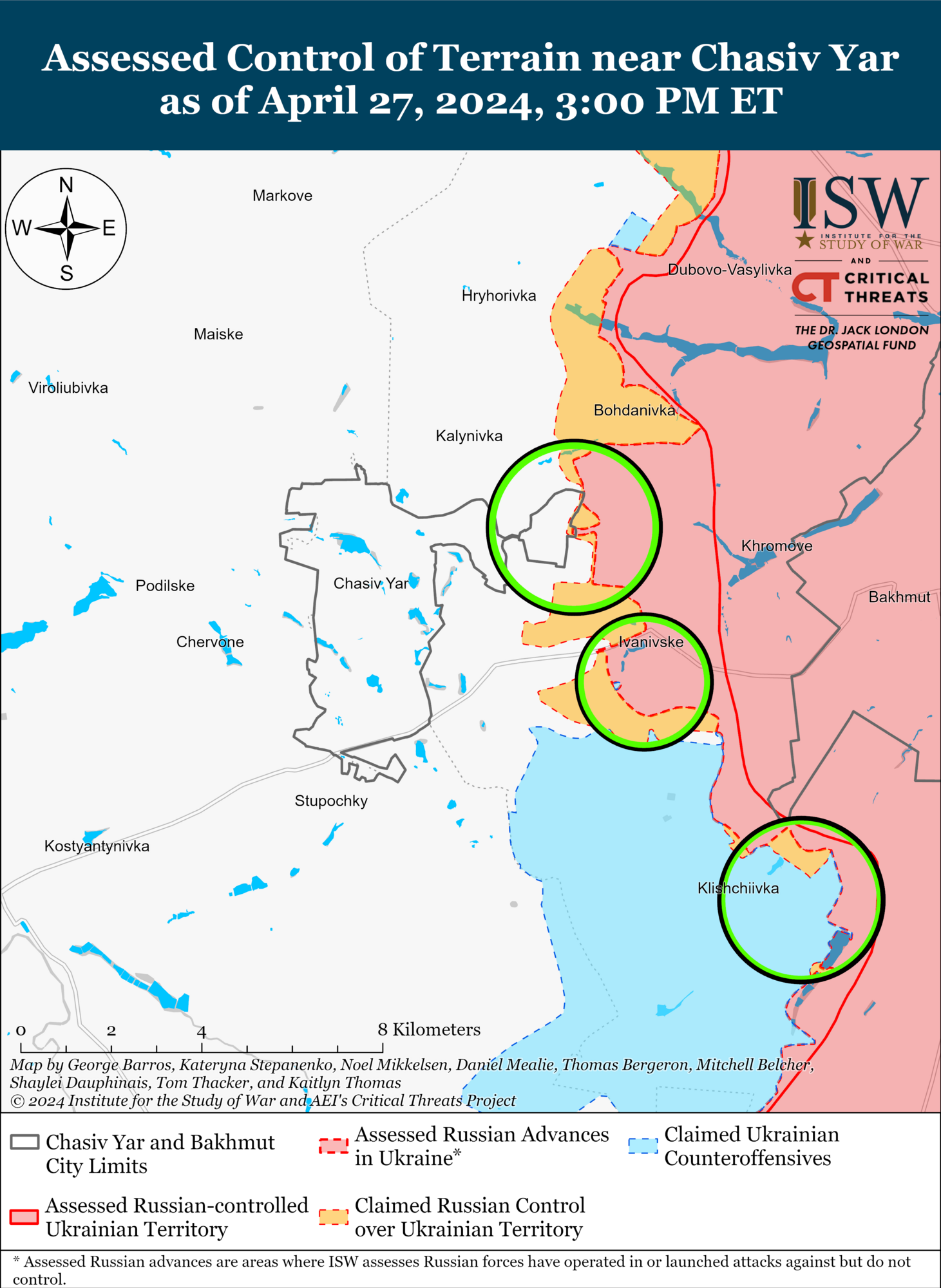 Росія активізує наступ на Часовий Яр: в ISW розповіли, як ворог використовує для цього штурми в районі Авдіївки