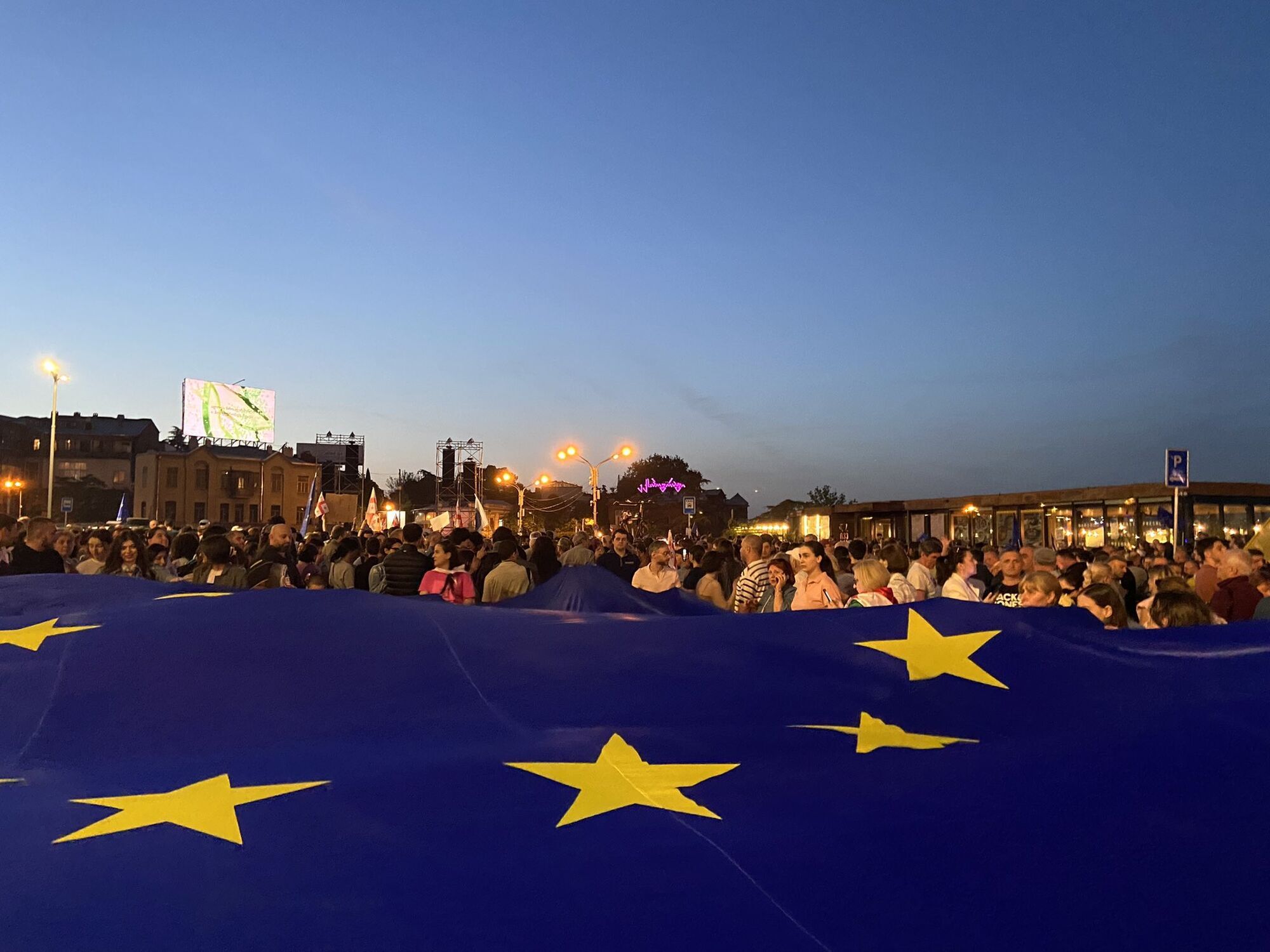 Флаг ЕС на митинге в Грузии