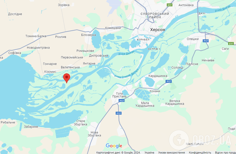 Остров Нестрыга (Херсонщина) на карте