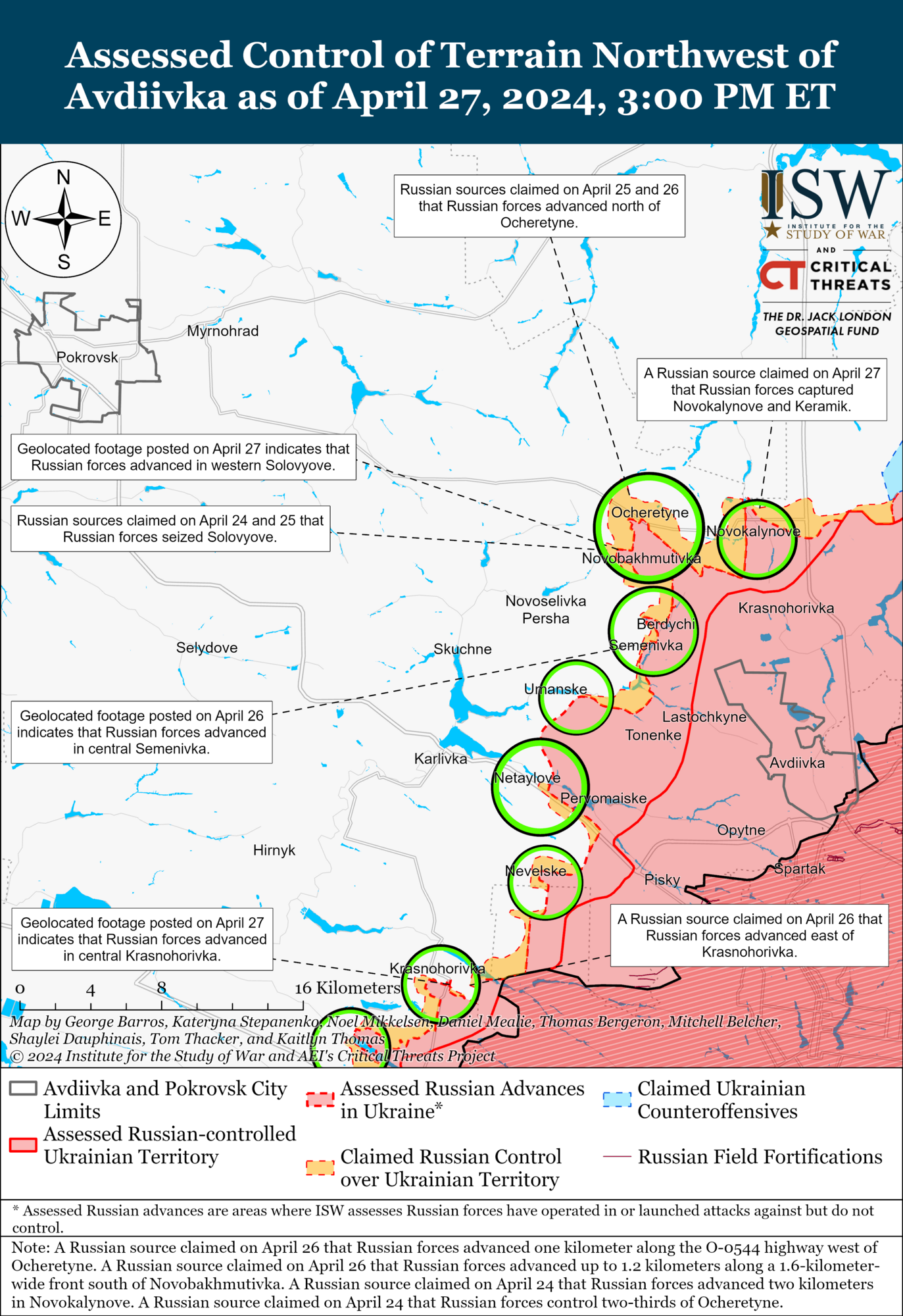 Росія активізує наступ на Часовий Яр: в ISW розповіли, як ворог використовує для цього штурми в районі Авдіївки