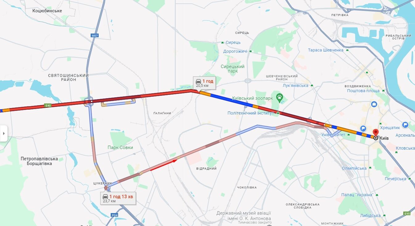 Киев утром сковали многочисленные пробки: где не проехать. Карта