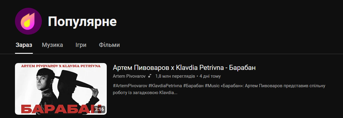 Пісня Артема Пивоварова і Klavdia Petrivna злетіла в трендах YouTube: у чому символізм "Барабану", який став хітом ще до офіційного релізу
