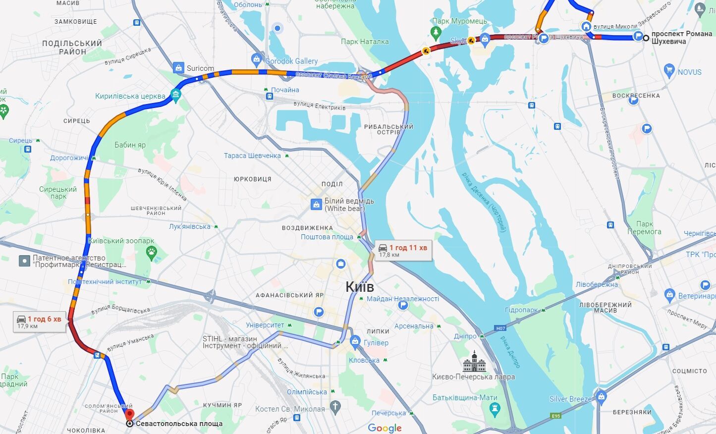 В Киеве утренние пробки усложнили движение на дорогах: где "тянутся" машины. Карта