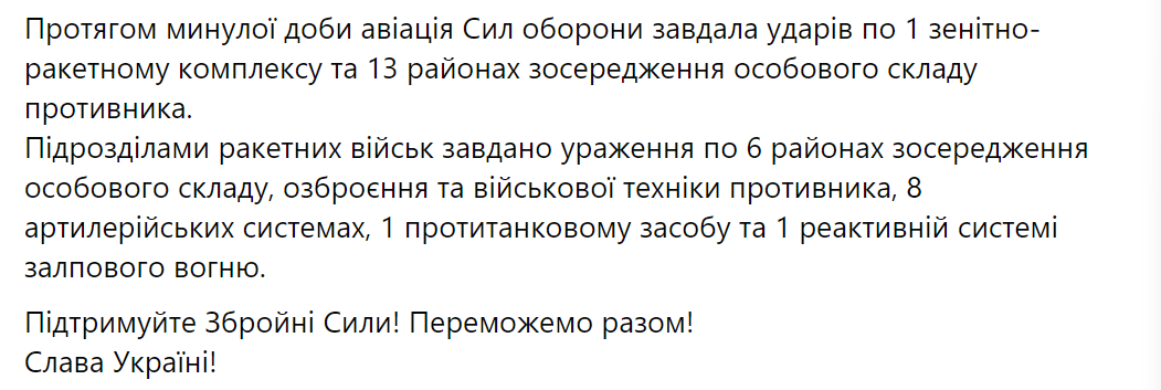 За добу на фронті відбулося 75 бойових зіткнень, ворог намагається вибити ЗСУ з плацдармів на лівобережжі Дніпра – Генштаб 