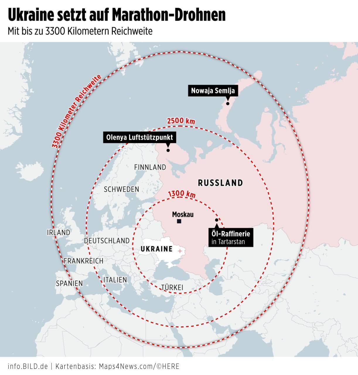 С дальностью до 2000 км и больше: Украина может применить дальнобойные БПЛА, способные атаковать Урал и Заполярье – BILD