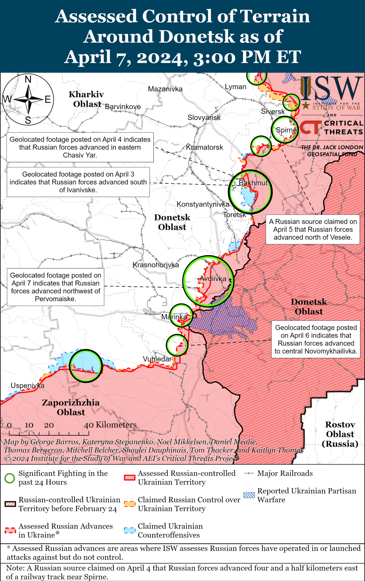Карта линии фронта в Донецкой области