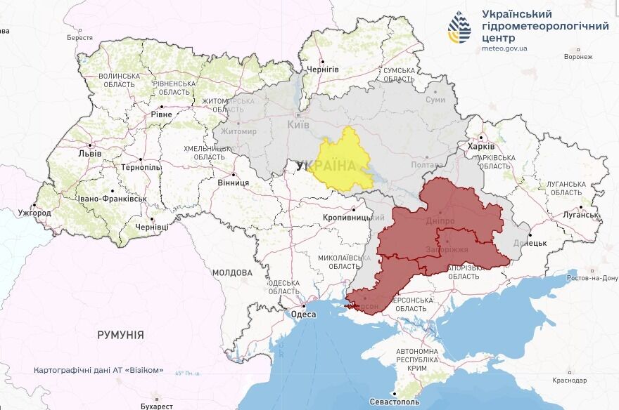 В Черкасской области – желтый уровень опасности
