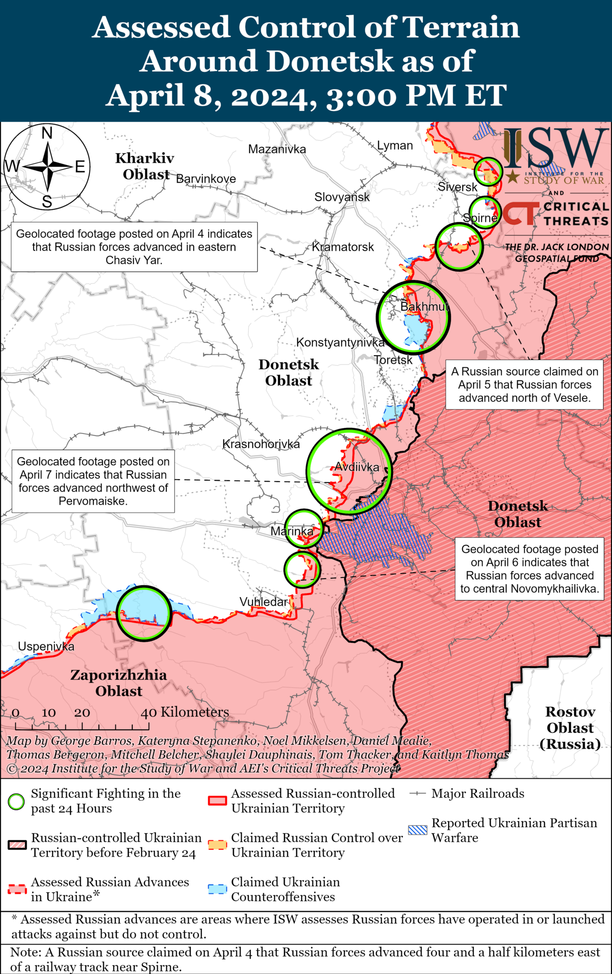 Map of hostilities in Donetsk region.