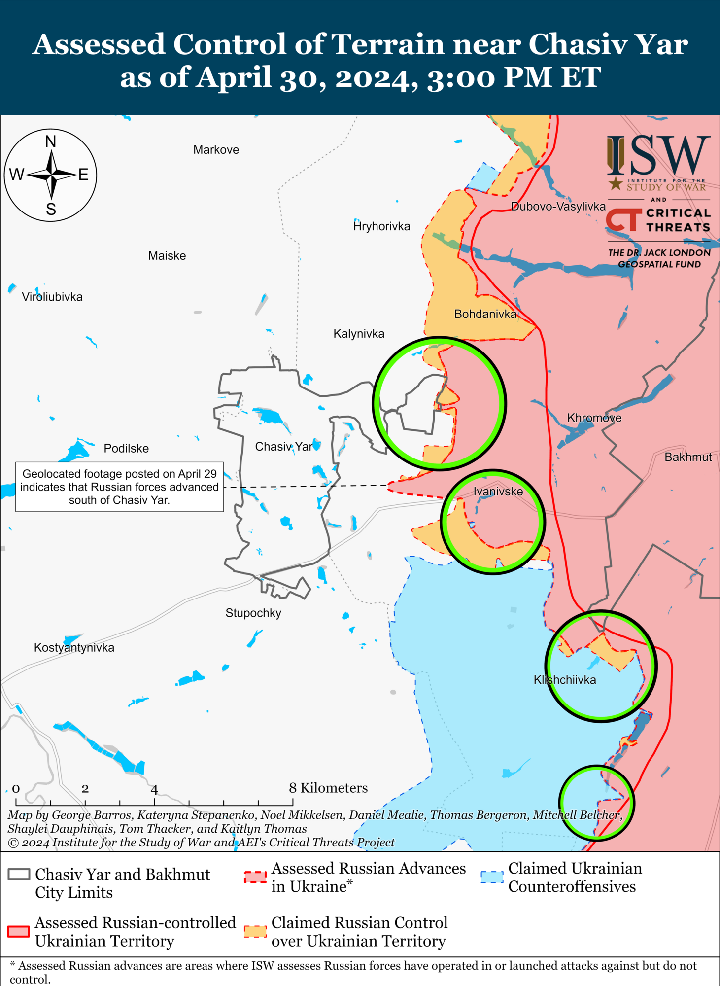 Оккупанты замедлили темп операций под Авдеевкой, но активизировались в районе Часова Яра: в ISW оценили ситуацию. Карта