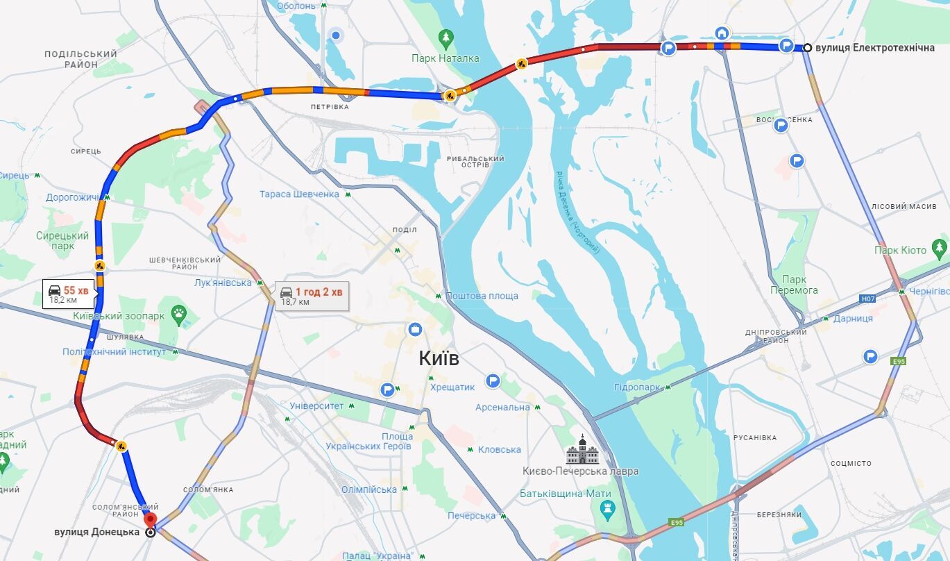 Киев в пятницу сковали утренние пробки: где не проехать. Карта