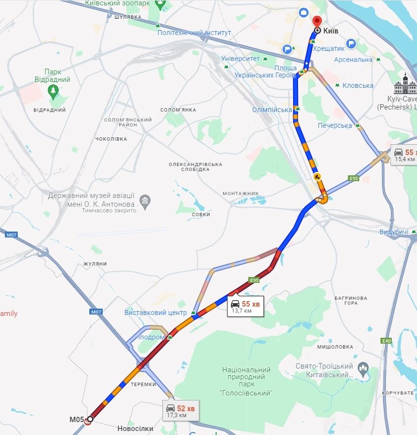 Київ вранці скували численні затори: де не проїхати. Карта