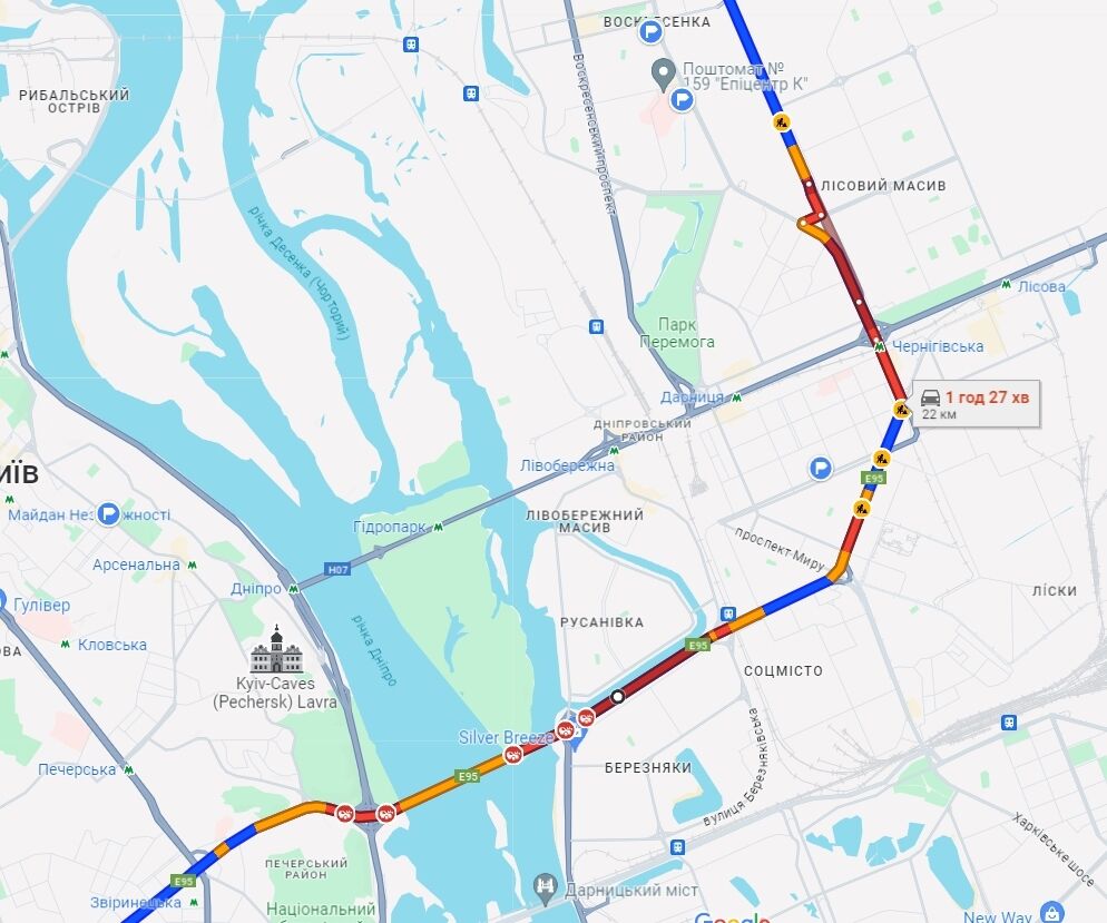 В Киеве ДТП спровоцировали многочисленные пробки: где не проехать. Карта
