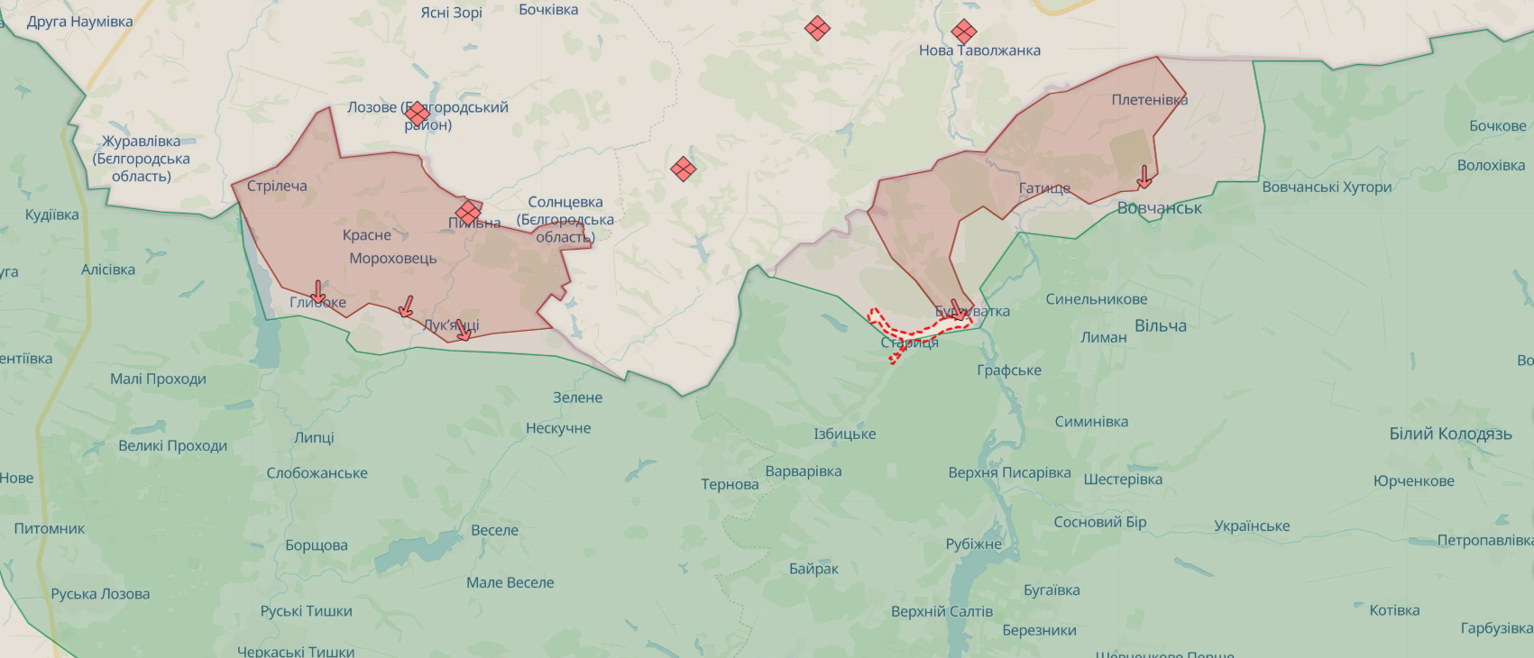 На Харьковском направлении идет бой в районе Старицы, ситуация в Волчанске контролируемая – Генштаб