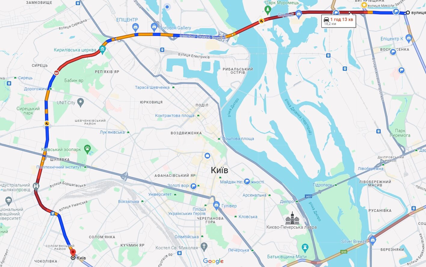 Київ вранці скували численні затори: де не проїхати. Карта