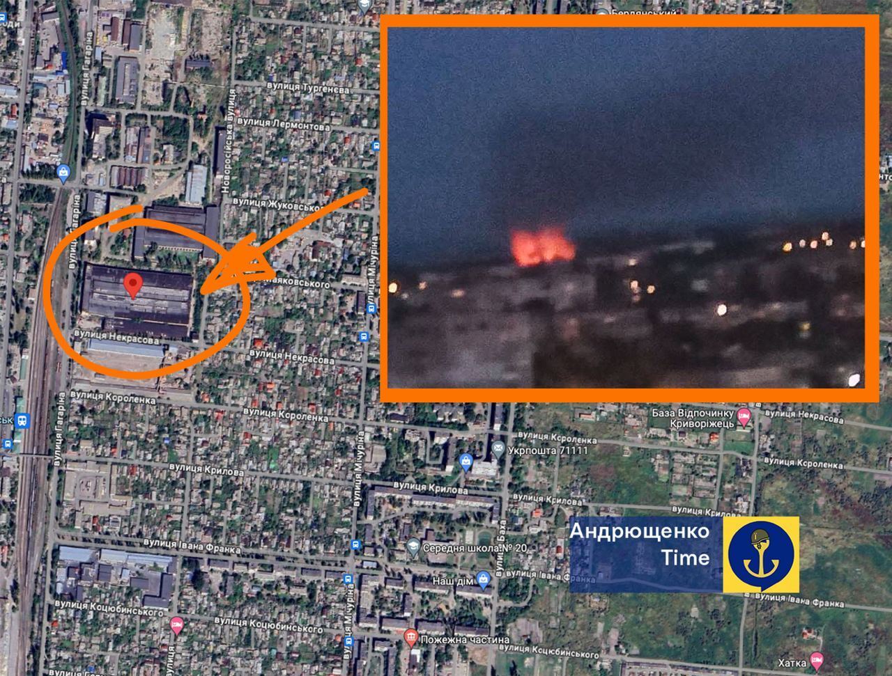 В окупованому Бердянську стався "приліт": згоріла ремонтна база військової техніки РФ. Фото

