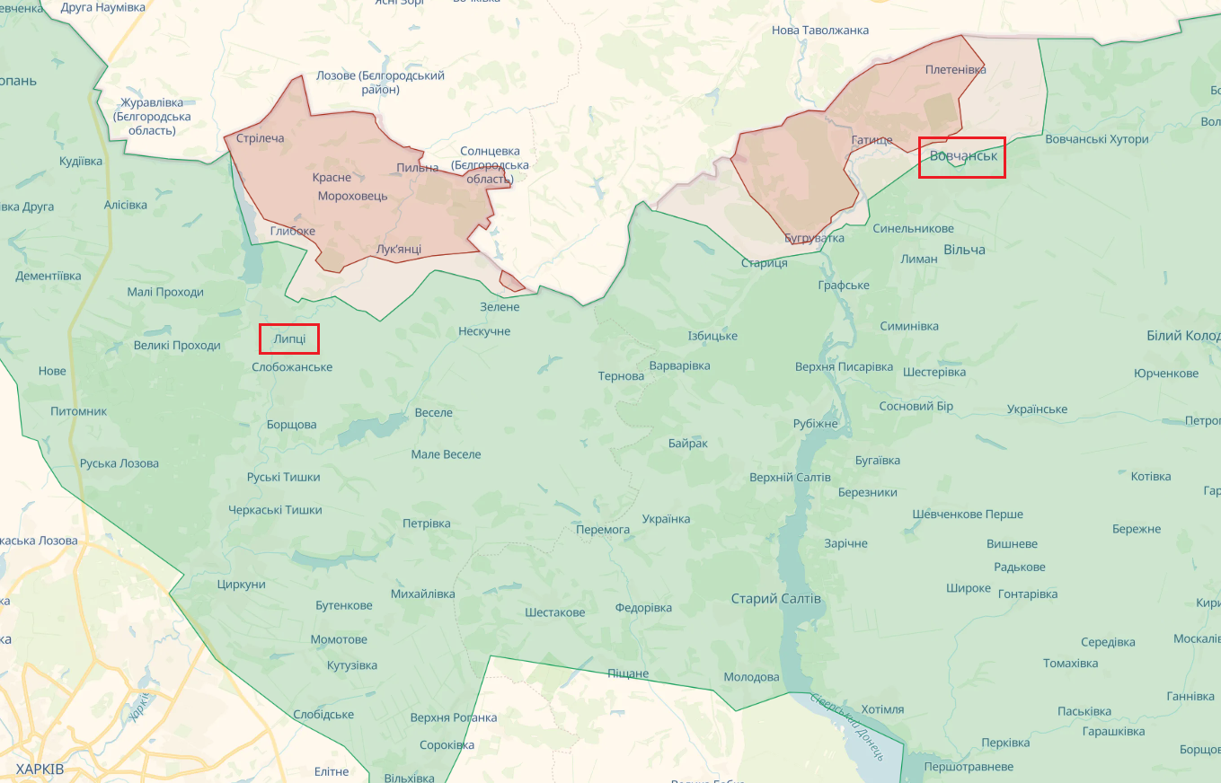 Окупанти продовжують наступальні операції в районі Липців і Вовчанська на Харківщині: в ISW оцінили ситуацію. Карта