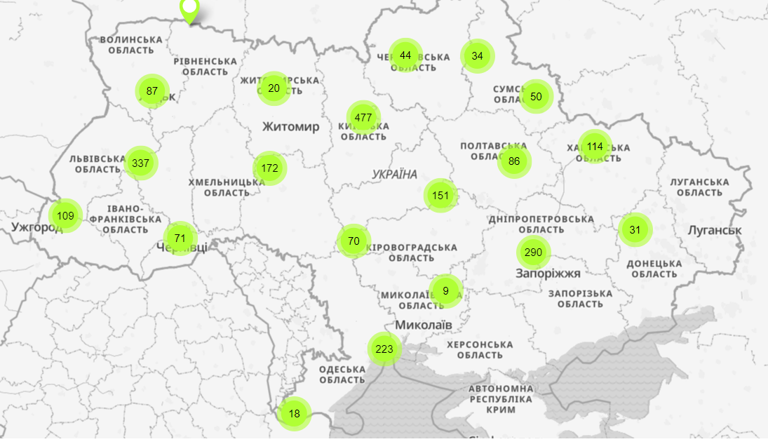 Відділення Power Banking на карті