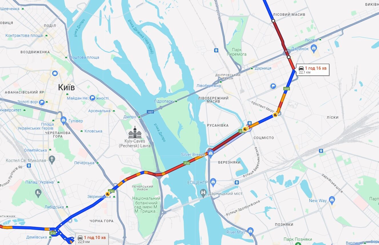 Киев сковали многочисленные пробки: где не проехать. Карта