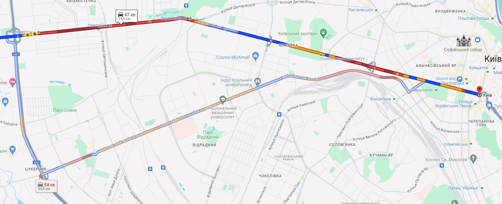 Киев сковали многочисленные пробки: где не проехать. Карта