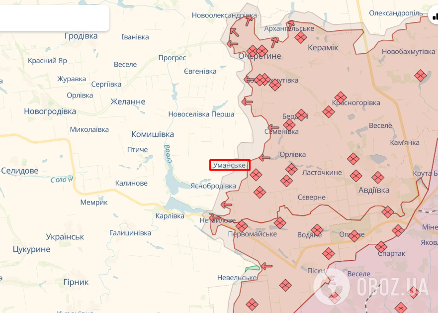 Уманське (Донецька область) на карті