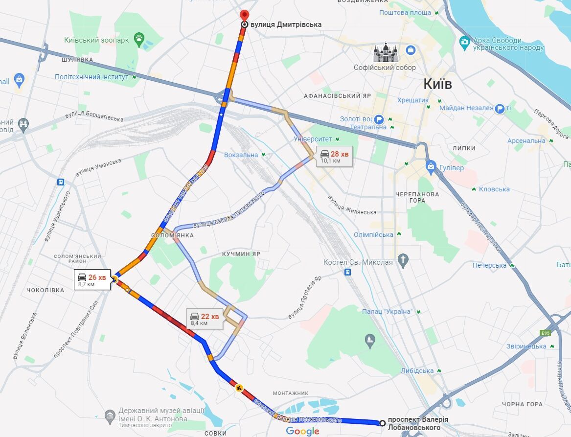 У Києві вранці виникли численні затори: де ускладнено рух авто: Карта
