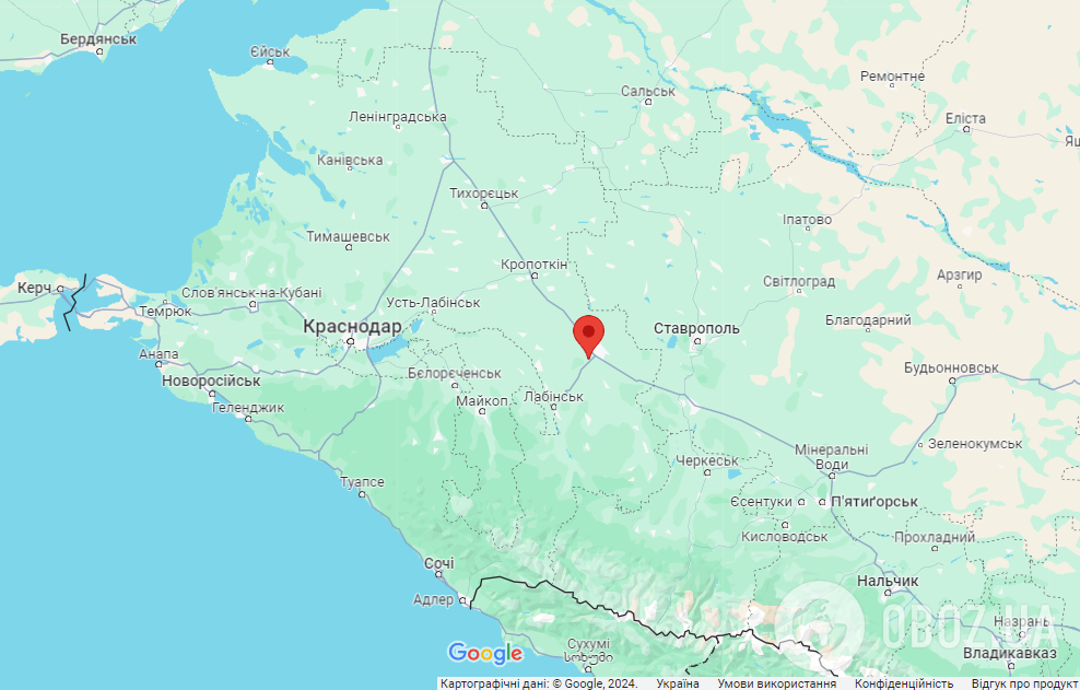 Селище Глибокий (Краснодарський край РФ) на карті