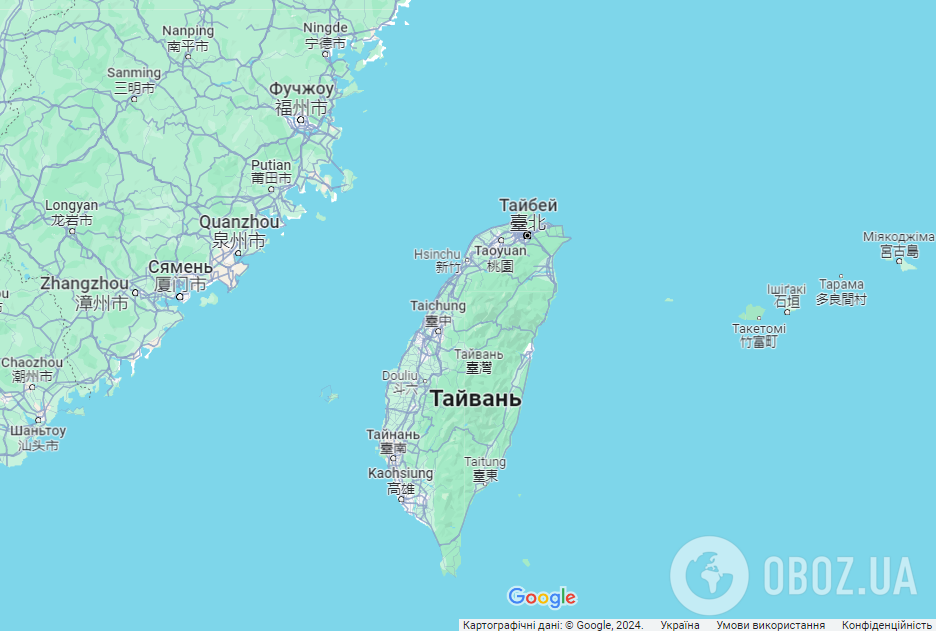Тайвань на карті