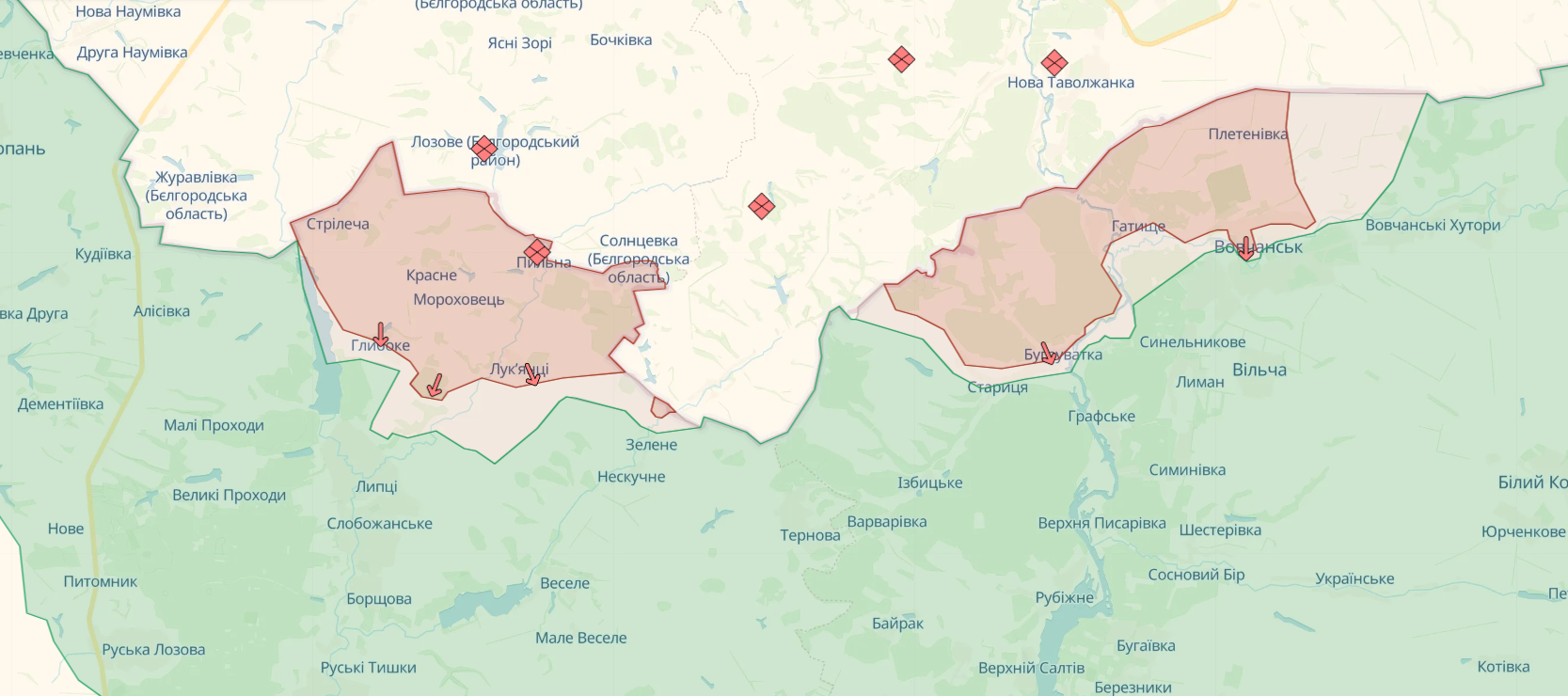 В районе Липцев и Старицы Харьковской области идут бои: в Генштабе рассказали о ситуации. Карта