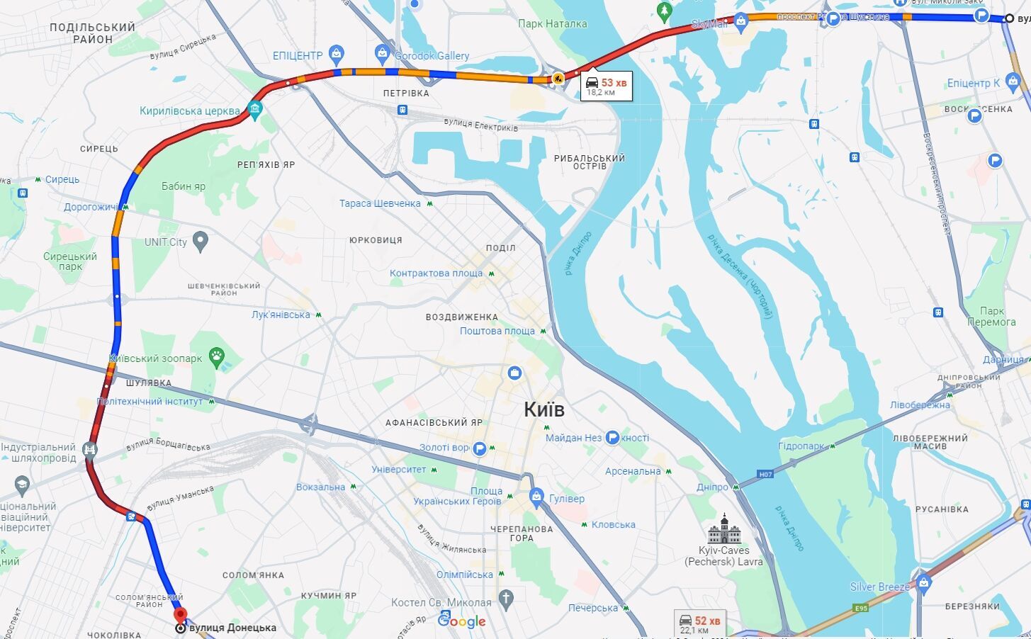 Київ скували численні затори: де тягнуться машини: Карта